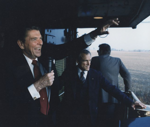 Photograph of President Reagan on the "Whistle Stop Tour" through Ohio, 12 Oct. 1984 (http://research.archives.gov/description/198558)