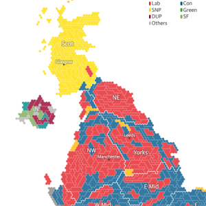 The Guardian's multi-hex per constituency map. http://www.theguardian.com/politics/ng-interactive/2015/may/07/live-uk-election-results-in-full